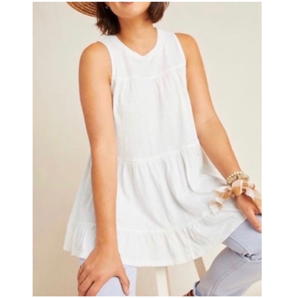 Groceries Apparel Sleeveless Tiered Babydoll Organic Cotton Tunic Top Size Med